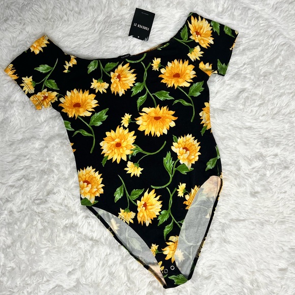 NEW Forever 21 Sunflower Knit Bodysuit - Picture 11 of 17